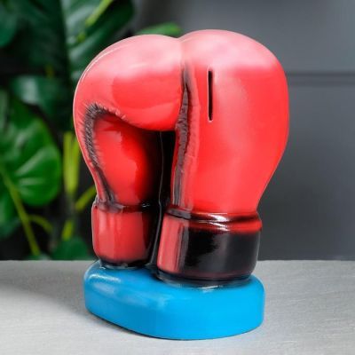 Копилка "Боксерские перчатки", глянец, сине-красный, 23 см, микс
