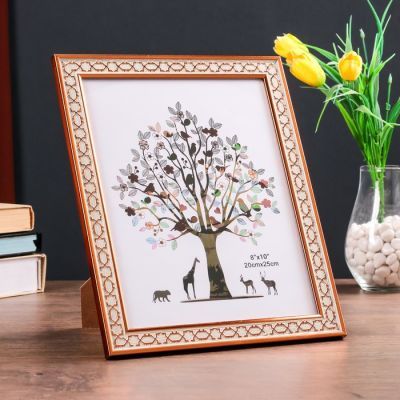 Фоторамка пластик 20х25 см "Золотая цепь на бежевом" 28,2х23,2 см