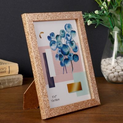 Фоторамка пластик 13х18 см "Блёстки золото" 20,3х15,7х1,2 см