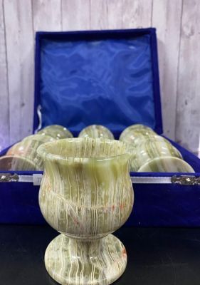 Набор бокалов из оникса для вина 6 шт (h = 9,5 см) в бархатной коробке (6шт)