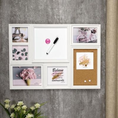 Фоторамка на 5 ф 10х10,13х13,10х15,13х18см бел.магн.доск.19х19см+пробка 21,5х14см 37х52,5см