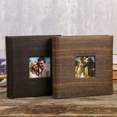 Фотоальбом на 200 фото 10х15 см "Под дерево" бумажные листы, кожзам МИКС 22х23х5 см