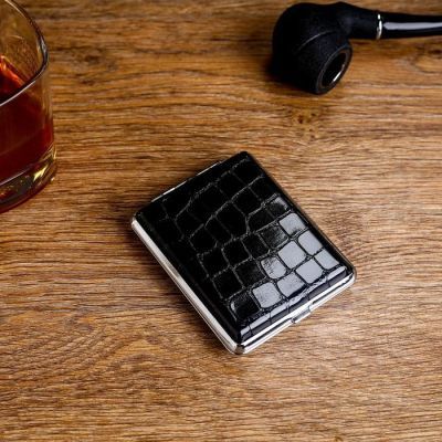 Портсигар "Крокодил", чёрный, 10х7 см