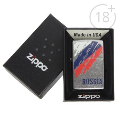 Зажигалка ZIPPO 207 Russia Flag с покрытием Street Chrome