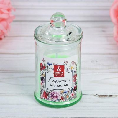 Свеча в банке «Гармонии и счастья», 11,5 х 5,8 см
