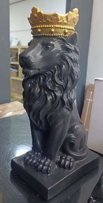 Копилка "Лев с короной" черный с золотом 35см