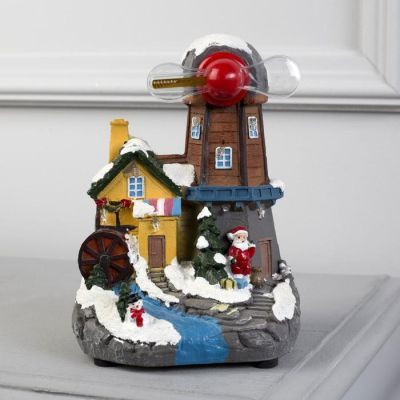 Светодиодная фигура «Новогодняя мельница» 14 × 20 × 13 см, полистоун, батарейки ААх3 (не в комплекте), USB, свечение мульти