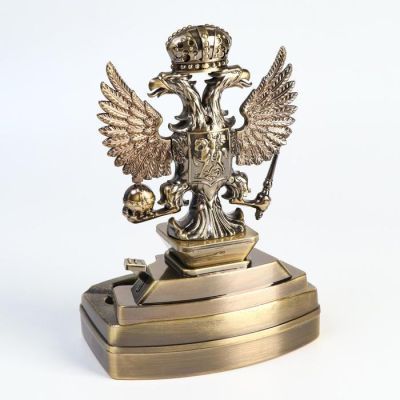 Зажигалка настольная "Двухглавый орел" с пепельницей, газ, 16х11.3х8.7 см