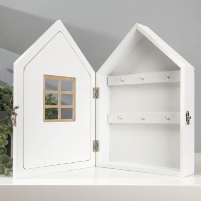 Ключница дерево "Велосипед в саду" белая 30х21х5,3 см