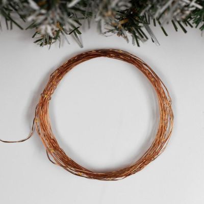 Гирлянда «Нить» 5 м роса, IP20, медная нить, 50 LED, свечение тёплое белое, USB