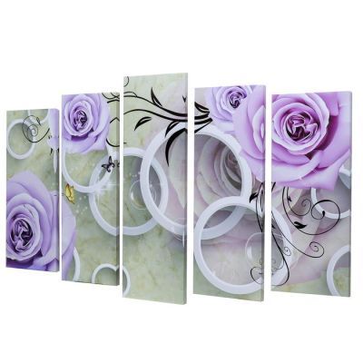 Картина модульная на подрамнике "Розы" 125х80 см (2-25х63, 2-25х70, 1-25х80)