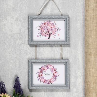 Фоторамка двойная на тесьме L-2 10х15 см, серебро, с небьющимся стеклом