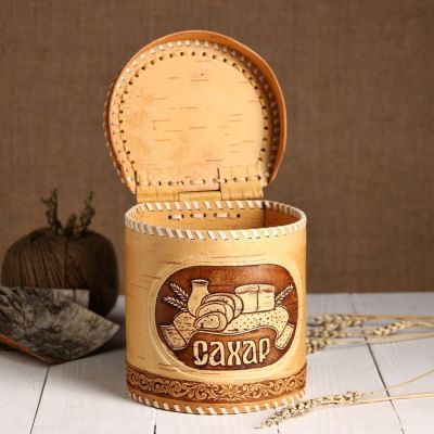 Туес "Сахар", береста, 15х15х14 см, микс