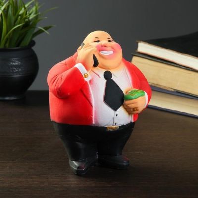 Копилка "Новый Русский" малый малиновый 13х14х18см