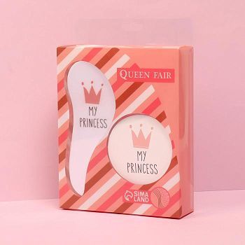 Подарочный набор «Сказочная принцесса», 2 предмета: зеркало, массажная расчёска, рисунок МИКС