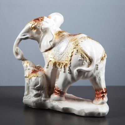 Копилка "Слоны семья", глянец, белый цвет, 26 см