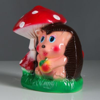 Копилка "Ёжик под грибом", глянец, разноцветная, 21 см