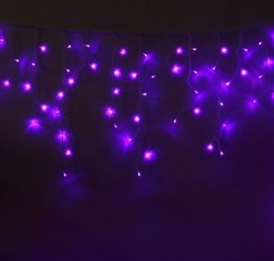 Гирлянда уличная "Бахрома" (Ш:3 м, В:0,6 м, нить белая, фиолет)
