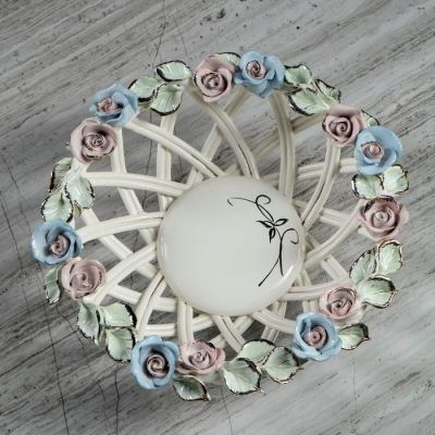 Конфетница "Звезда", белая, цветная лепка, плетение, 9 см, микс