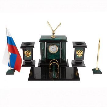 Настольный письменный набор из змеевика "Орел" (34,5 х 25.5 х 27,5 см)