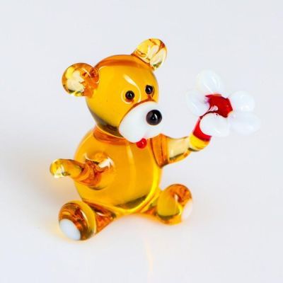 Сувенир из стекла "Мишка с ромашкой"