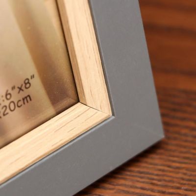 Фоторамка пластик 15х20 см "Серая с обрамлением из дерева" 24х19х1 см
