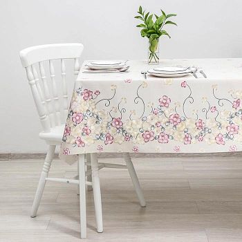 Клеёнка столовая на тканевой основе «Цветочная корзина», ширина 137 см, рулон 20 метров