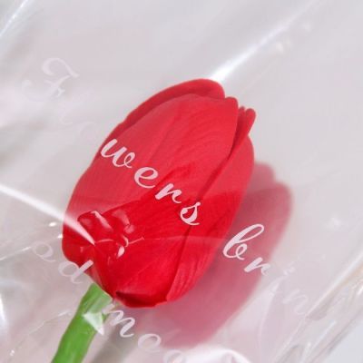 Тюльпан из мыльных лепестков (красный) на стебле, длина 35 см