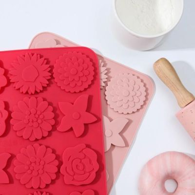 Форма для выпечки Доляна «Цветочная поляна», 12 ячеек, 22,5×16,5×0,5 см, цвет МИКС