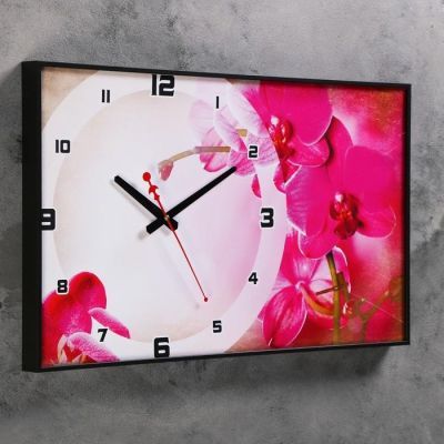 Часы настенные, серия: Цветы, "Розовая мистерия", 57х35х4 см, микс