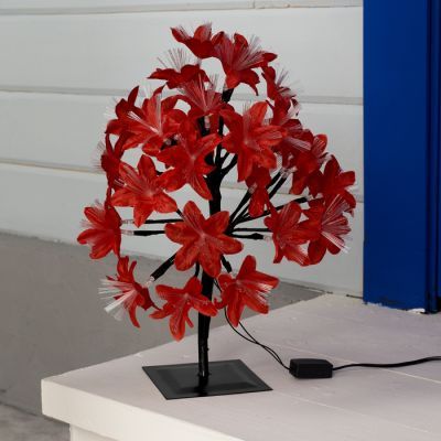 Светодиодный куст «Лилии красные 30 см, 32 LED, мигание, 220 В, свечение мульти (RG/RB)