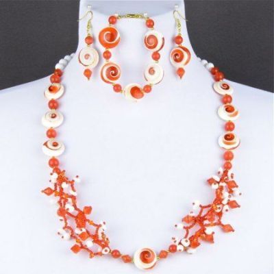 Комплект Муранское стекло, агат, хрусталь, бисер "Карамель" арт. ДЕВ-1460