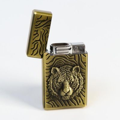 Зажигалка газовая "Тигр", в подарочной коробке, пьезо, 5,5x3,5 см
