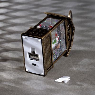 Светодиодная фигура «Фонарь со снеговиком» 7.5 × 14 × 4.2 см, пластик, блёстки, батарейки AG13х3, свечение тёплое белое