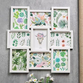 Фоторамка пластик на 9 фото 13х18 см "Большая семья" белая 52х52 см