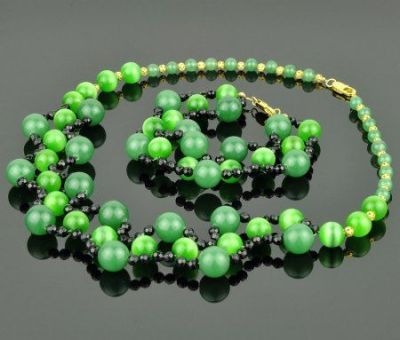 Авторские бусы Кошачий глаз "Оттава" арт.ДЕВ-838