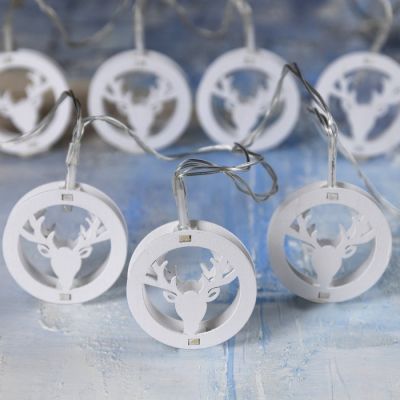 Гирлянда «Нить» 2 м с насадками «Олень», IP20, прозрачная нить, 10 LED, свечение тёплое белое, AAх2