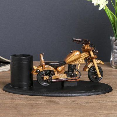 Сувенир дерево подставка под ручки "Мотоцикл" 11,5х26,3х13,7 см