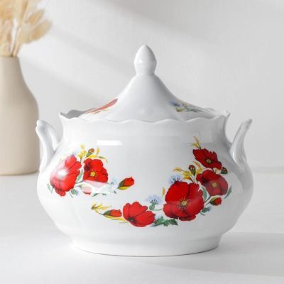 Сервиз столовый «Маки красные», 37 предметов, 2 вида тарелок