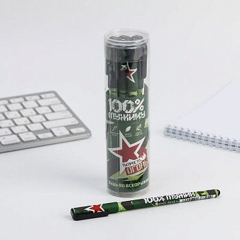 Ручка пластик с колпачком софт-тач «100% мужику», синяя паста, 0,7 мм