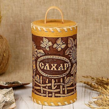 Туес «Подсолнухи», сахар, 8×17,5 см, береста