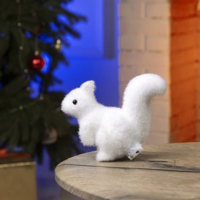 Светодиодная фигура «Белочка» 7 × 14 × 5 см, флок, батарейки CR2032х2, свечение тёплое белое