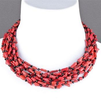 Колье Коралл, хрусталь "Гротеск" арт. П3432