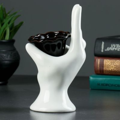 Подставка под мелочи и кольца "Рука"  белая, 10х8х17см