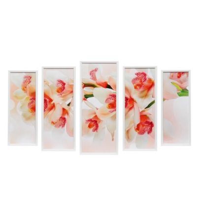 Модульная картина "Нежная орхидея" 23х59-1шт, 20х53-2шт, 18х47-2шт, 60х100 см