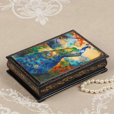 Шкатулка «Павлин», 11×16 см, лаковая миниатюра