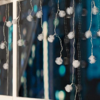 Гирлянда «Бахрома» 3 × 0.5 м с насадками «Ёжики», IP20, прозрачная нить, 80 LED, свечение мульти (RG/RB), мигание, 220 В