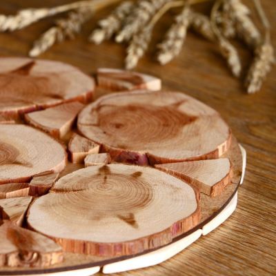 Подставка под горячее «Ромашка белая», D=20 см, разные породы деревьев