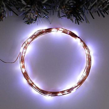 Гирлянда «Нить» 5 м роса, IP20, медная нить, 50 LED, свечение белое, USB