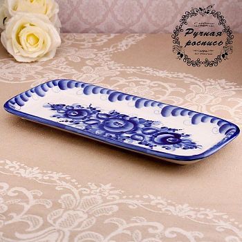 Тарелка, 29×13×2 см, гжель